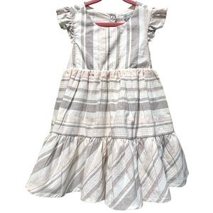 TAHARI | NWOT Toddler Girl Striped Tiered Ruffle Dress with Flutter Sleeve | 2T